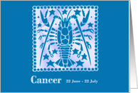 Cancer June July Birthday card