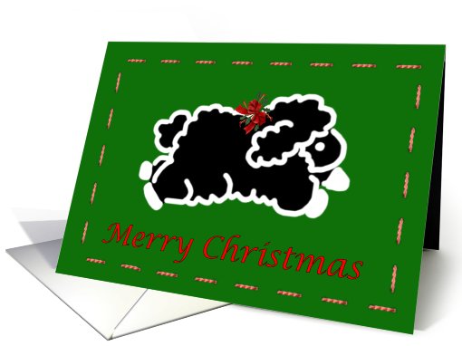 Black Lamb Merry Christmas season sheep black wool card (688275)
