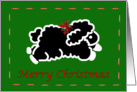 Black Lamb Merry Christmas season sheep black wool card