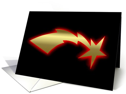 Gold star blank card red trail golden black dark night sky note card