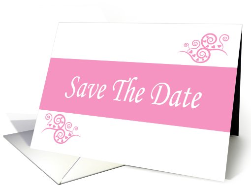 Save The Date love hearts pink and white scrolls romantic... (765179)