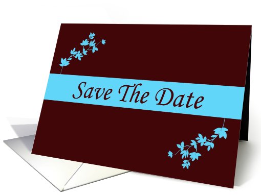 Save The Date love hearts blue and chocolate brown... (765183)