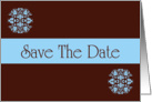 Save The Date blue and chocolate brown romantic spring colors card