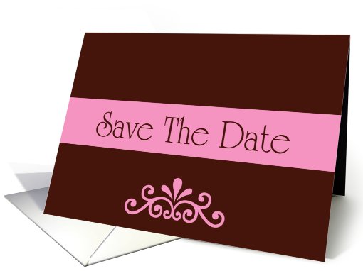 Save The Date scroll pink and chocolate brown romantic... (765701)