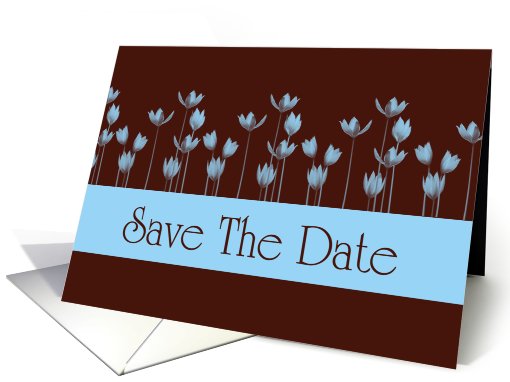 Save The Date flowers blue and chocolate brown romantic... (765704)
