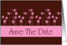 Save The Date flowers pink and chocolate brown romantic spring colors card