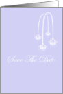 Save The Date red mauve scroll blue romantic spring colors card