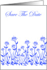Save The Date red scroll flowers blue romantic spring colors card