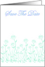 Save The Date red scroll flowers blue mint romantic spring colors card