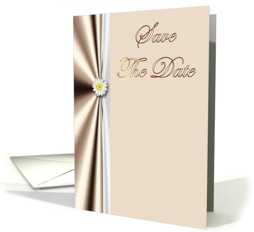 Save The Date with flower daisy and ribbon on satin look card (768076)