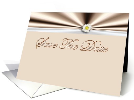 Save The Date with flower daisy and ribbon on satin look card (768078)