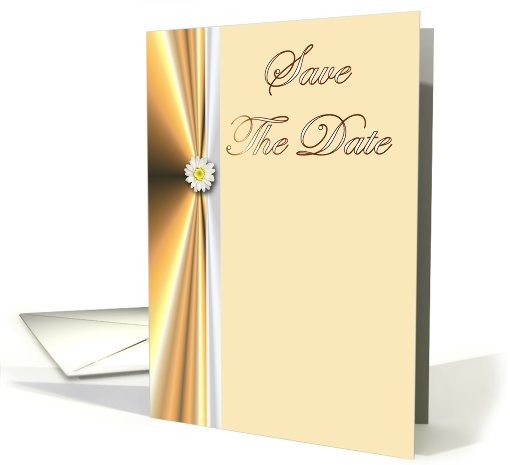 Save The Date with flower daisy and ribbon on satin look card (768081)