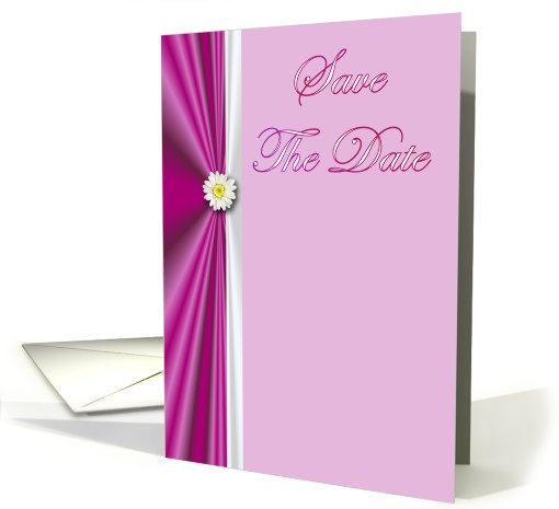 Save The Date with flower daisy and ribbon on satin look card (768083)