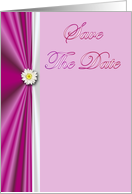 Save The Date with flower daisy and ribbon on satin look card