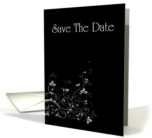 Save The Date with flowers and scrolls card (769418)