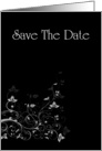 Save The Date with flowers and scrolls card