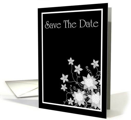 Save The Date with flowers and scrolls card (769421)