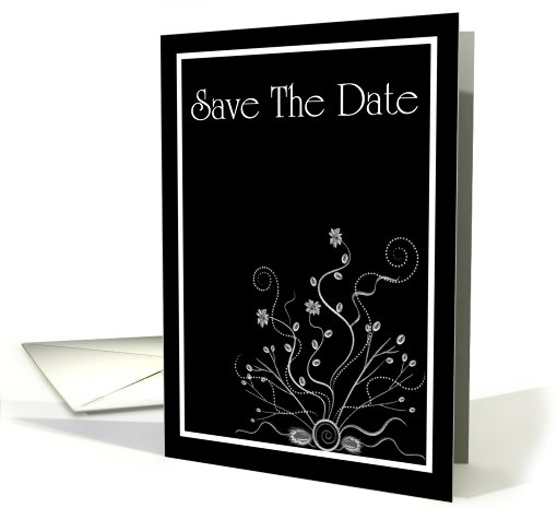 Save The Date with flowers and scrolls card (769422)