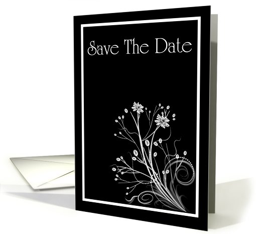 Save The Date with flowers and scrolls card (769423)