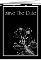 Save The Date with flowers and scrolls card