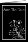 Save The Date with flowers and scrolls card