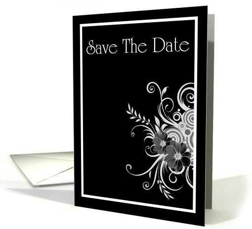 Save The Date with flowers and scrolls card (769426)