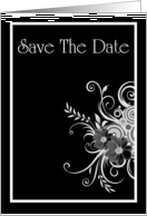 Save The Date with flowers and scrolls card