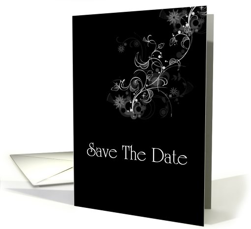 Save The Date with flowers and scrolls card (769430)