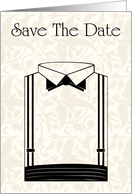 Save The Date with tuxedo suit and bow tie card