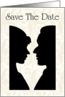 Save The Date with flowers and scrolls for Engagement card