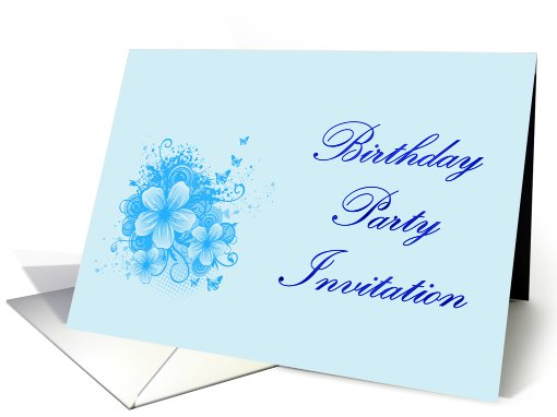 Birthday Party Invitation with scrolls and flowers card (778939)