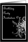 Birthday Party Invitation with scrolls and flowers card
