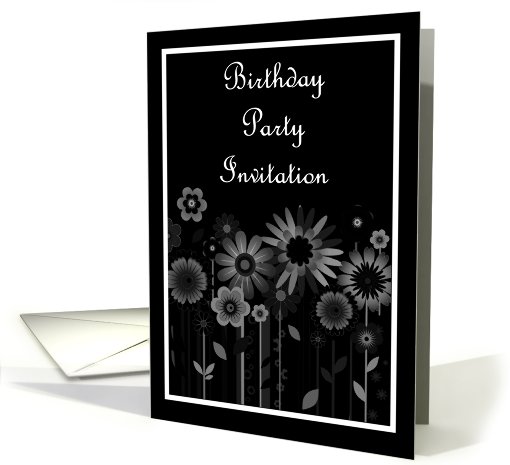 Birthday Party Invitation with scrolls and flowers card (778948)