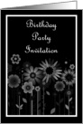 Birthday Party Invitation with scrolls and flowers card