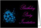 Birthday Party Invitation with scrolls and flowers card