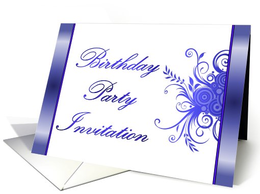 Birthday Party Invitation with scrolls and flowers card (778951)