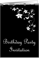Birthday Party Invitation with flowers and scrolls card