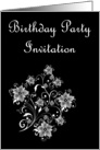Birthday Party Invitation with flowers and scrolls card