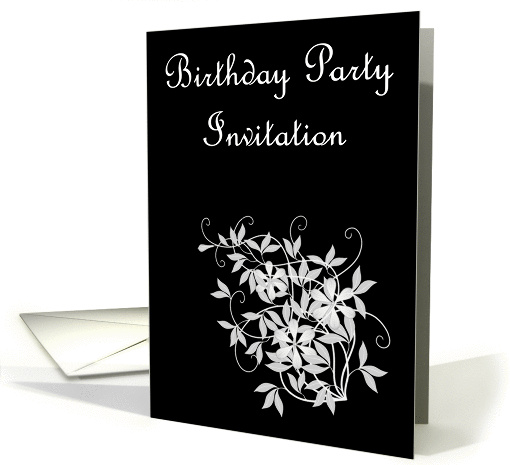 Birthday Party Invitation with flowers and scrolls card (779077)