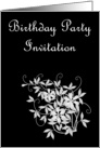 Birthday Party Invitation with flowers and scrolls card