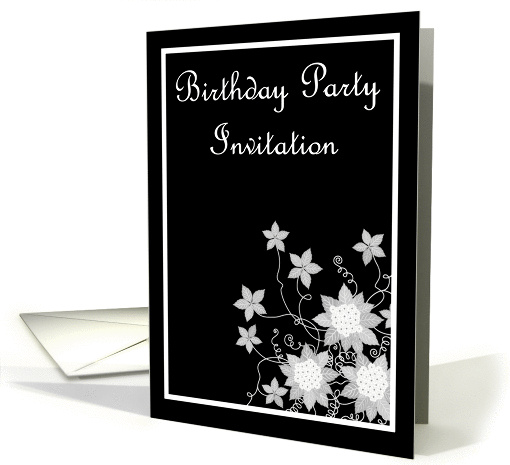 Birthday Party Invitation with flowers and scrolls card (779078)