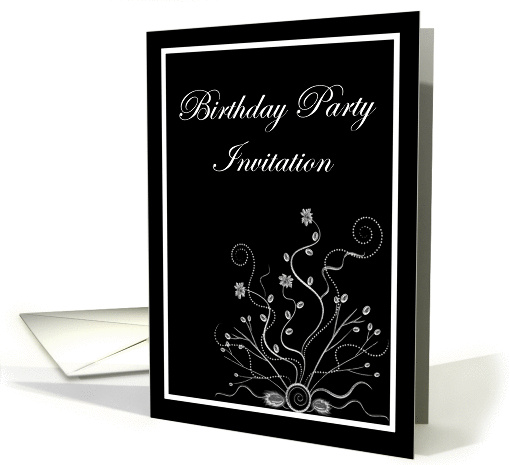Birthday Party Invitation with flowers and scrolls card (779079)