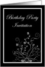 Birthday Party Invitation with flowers and scrolls card