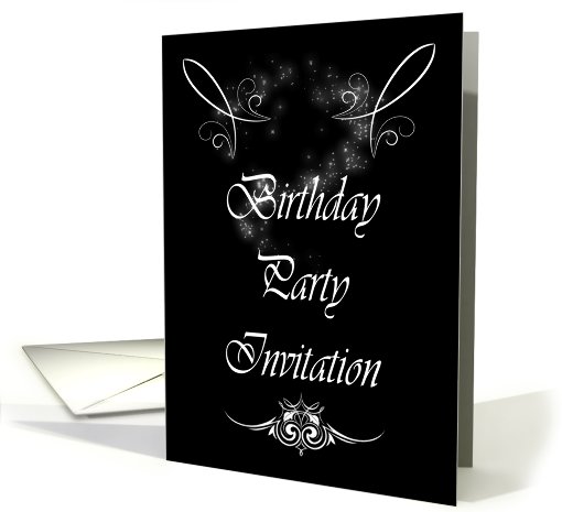 Birthday Party Invitation with sparkle like scrolls card (779082)