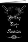 Birthday Party Invitation with sparkle like scrolls card