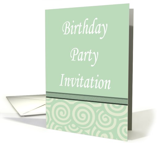 Birthday Party Invitation with green scrolls card (779088)