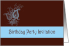 Birthday Party Invitation with flower scrolls card