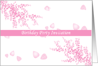 Birthday Party Invitation with pink cherry blossoms card