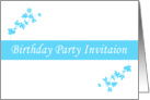 Birthday Party Invitation with blue flowers scrolls card