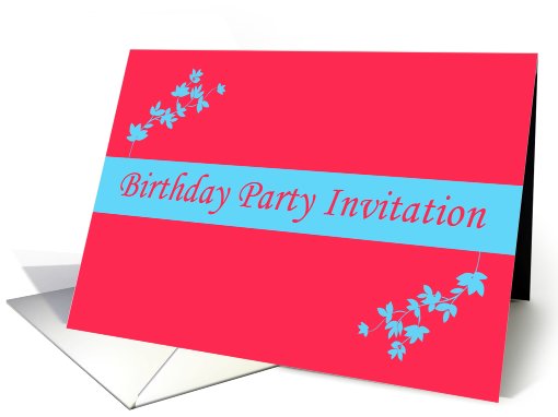 Birthday Party Invitation with blue flowers scrolls card (779126)